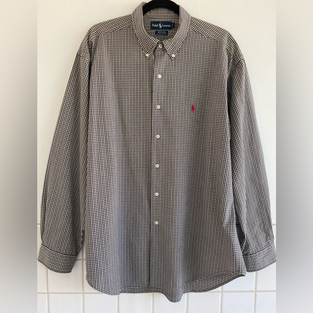 Ralph Lauren Marlowe Black & White Casual Button Down Shirt. Sz: XL